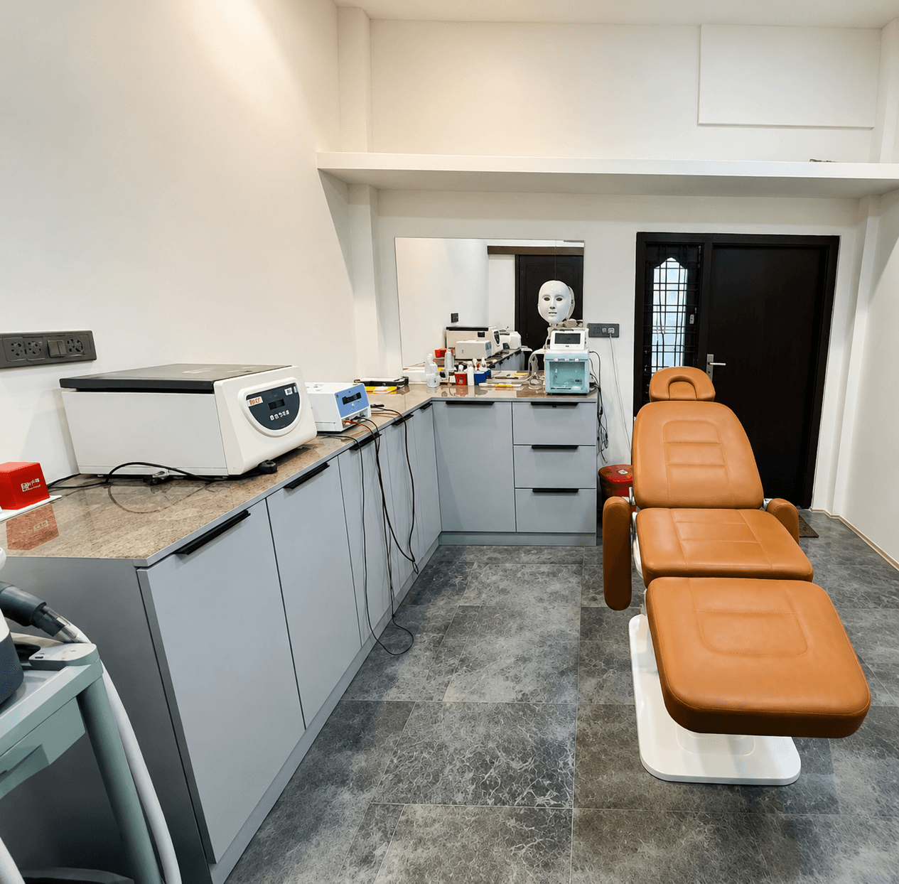 Treatment room with advanced dermatology equipment