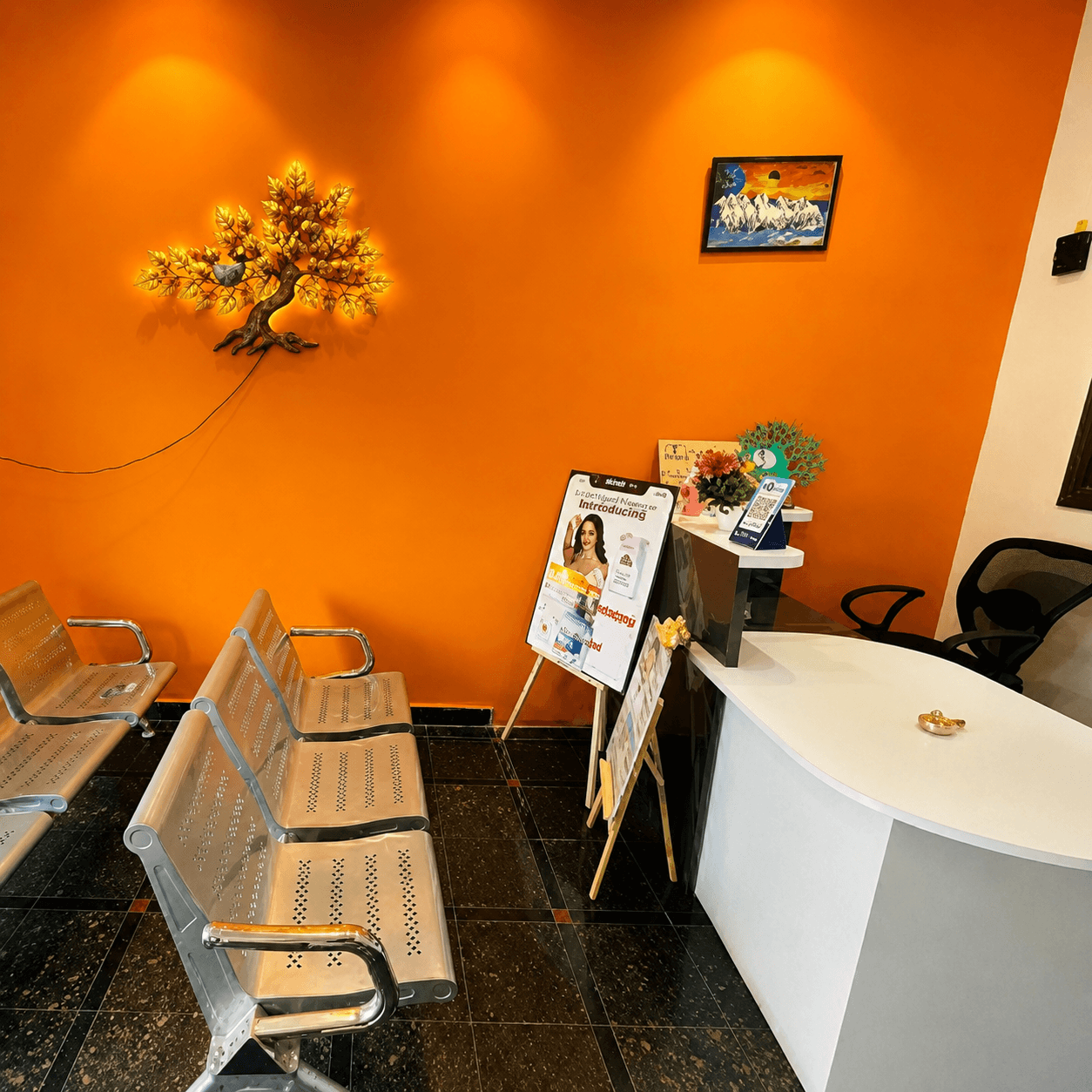 Reyansh Skin Clinic reception and waiting area in Nagole, Hyderabad